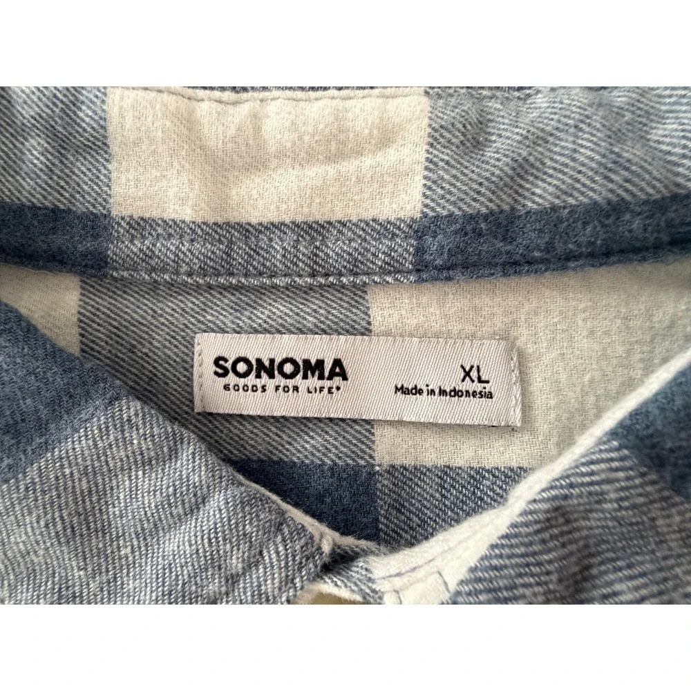 Sonoma Supersoft Flannel Shirt Mens XL Blue White Buffalo Plaid MS33W120RN7 NEW